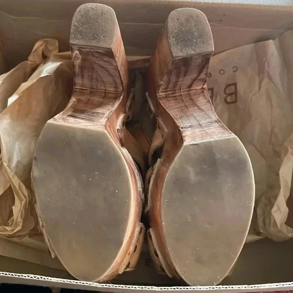 Bed Stu Women’s Melissa Distressed Tan Leather Rustic White 7.5 Platform Sandals - Picture 6 of 14
